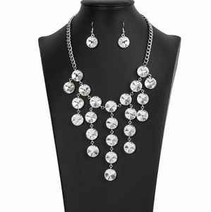 Rhinestone Necklace and Earring set in Silver
